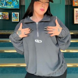 Sweat à zip Gris chinée - CLD